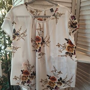 SHEIN Cream Boxy Pleated Short Sleeve Blouse